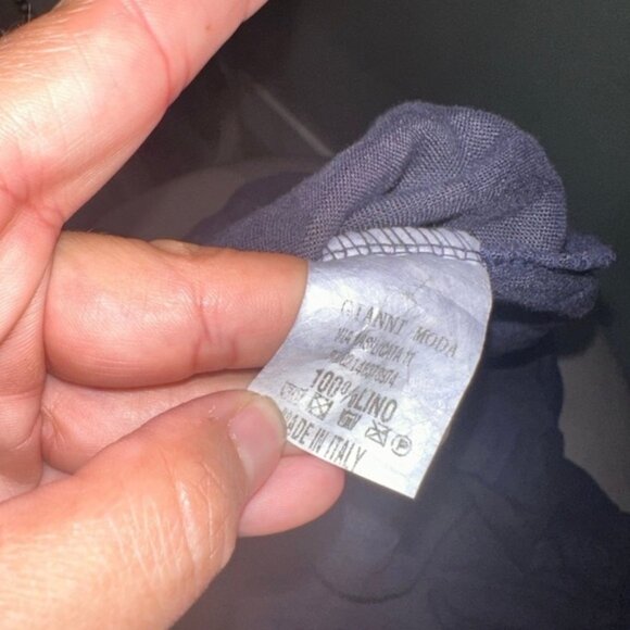 Couleur Lin Paris Milan Linen Navy midi dress size medium - Picture 7 of 7